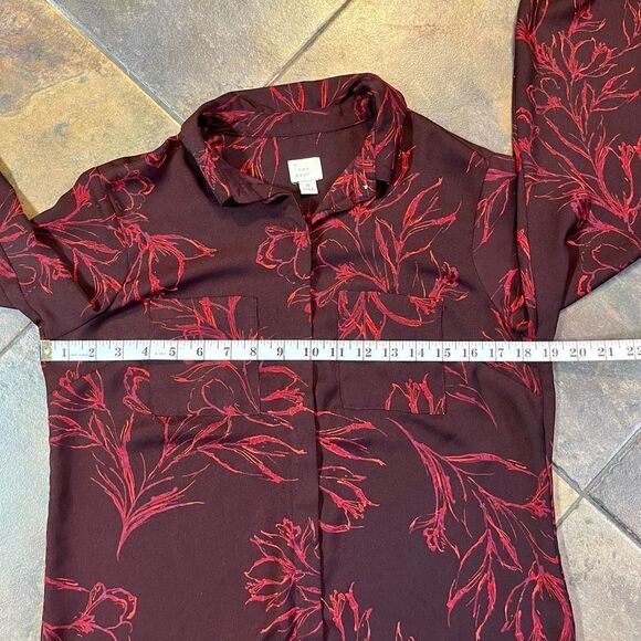 a new day Red Button Up Floral Shirt Size Small - Picture 8 of 11